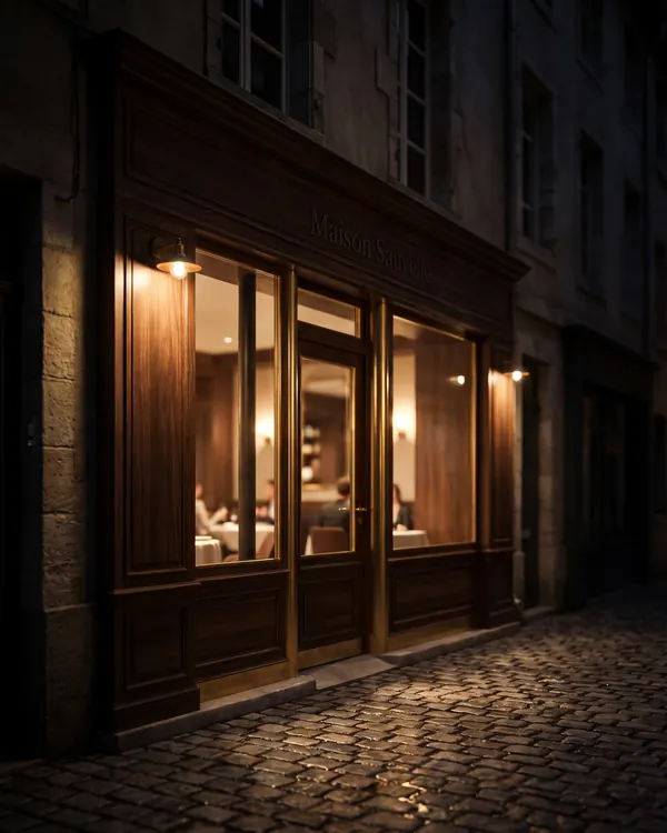 La façade du restaurant la nuit