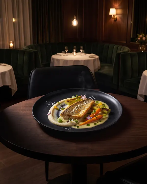 La salle du restaurant le soir